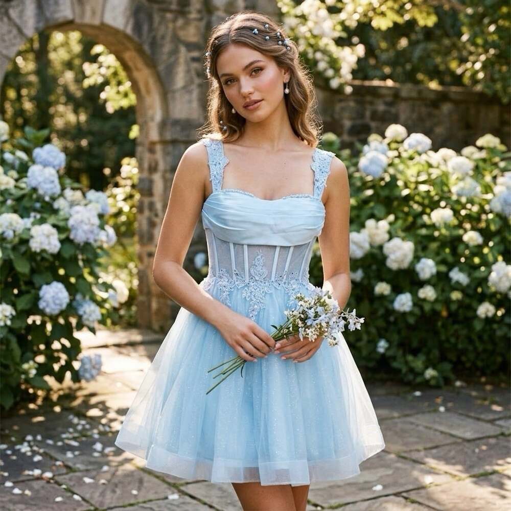 NWT Icy Blue Tulle Sz 4 Juniors Sleeveless Princess Homecoming Mini Dress